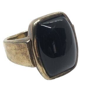 Vintage Sterling Silver Ring 925 Size 6 Signed MK Black Onyx Vermeil Badavici
